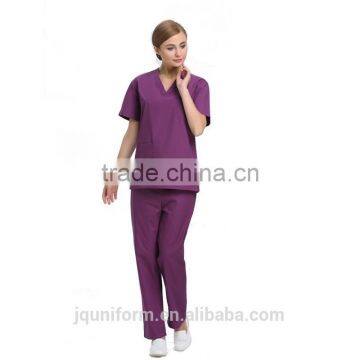 Juqian 2016 Quality Hot Purple V Neck Summer Hospital Housekeeping Staff Uniforms photo-2