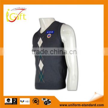 ISO9001/BSCI Manufature v-neck custom school argyle cardigan sweaters