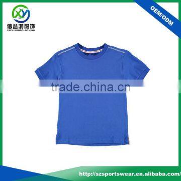 New arrival blue color o neck kids spandex t shirt