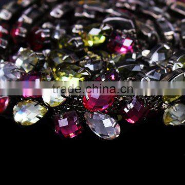 DIY Craft Colorful Rhinestones Trimming Banding Chain Sewing Metal Chain Lace