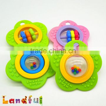 EN71 Approved Rattle Teething Toy Flower Teether Baby Necklace Pandent