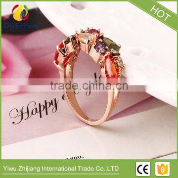 High Quality New Design Alloy Rose Gold Geometric Zircon Ring Wedding Colorful Crystal Rings Jewelry For Women photo-4