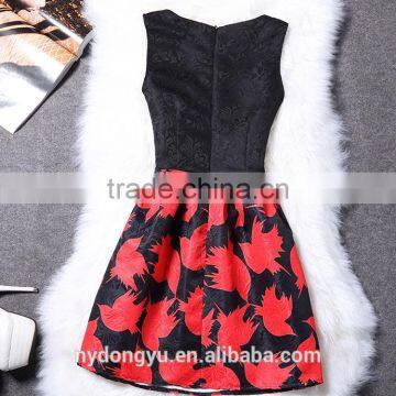 Girl Amazing Flower Printed Princess Holiday Dress/ Girl Sleeveless Knee Length Princess Dress/new Design Girl Printed Dress photo-2