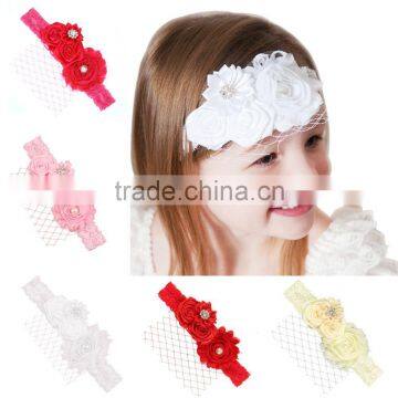 Europe and the United States selling roses Lace Baby Headband handmade flower child hair band aliepress goods