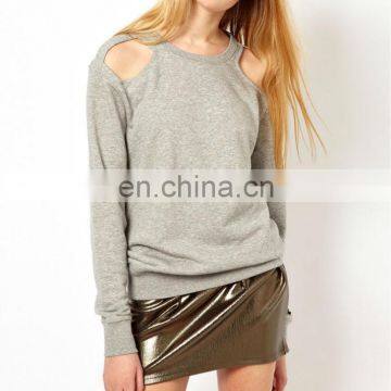 CHEFON Cut Out Shoulder Women Long Sleeve Crew Sweatshirt CAH0053