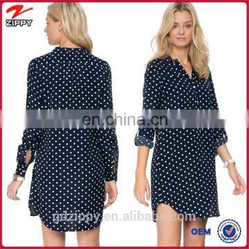 Long sleeve white dot printing online shopping india lady dress shirt