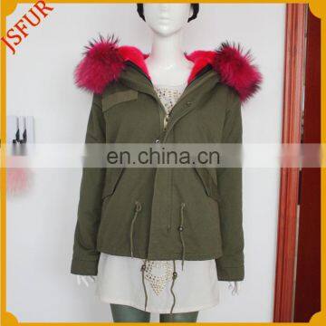 Raccoon Fur Collar Trim Fur Coat Parka For Girl