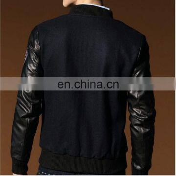 Fashion Woolen Vasity Leather Sleeves Man Jackets,clothing Manufactures photo-2