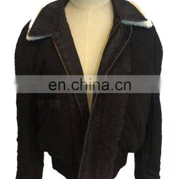 Factory OEM Padding Sherpa Collar Denim Jacket Women Wholesale photo-3
