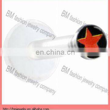 Acrylic clear custom lip rings pentagram body piercing jewelry