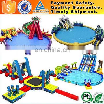 commercial inflatable giant water park with water slide and pool, water sports games price