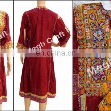 Afghanistan Costume Tunic Top -Afghani Mirror Work Tunic - Tribes Textile Costumes Kurta - Afghani Handmade Vintage dress