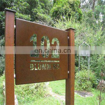 Laser cut outdoor large sculptural metal corten lettering for signs