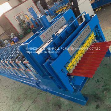 Cangzhou Dixin Galvanized Metal Aluminum Double Layer IBR Trapezoidal Sheet Roof Tile Wall Panel Cold Roll Forming Machine photo-3