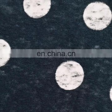 Stock lot 100% Linen Dot Print Jersey Fabric for high-end apparel