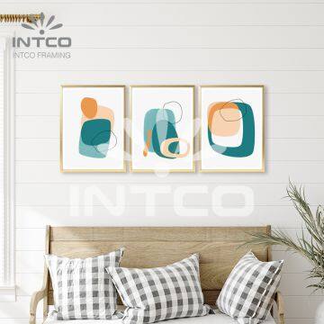 Abstract Wall Art Gold Frame, Modern Abstract Framed Art, Gold Framed Abstract Wall Art