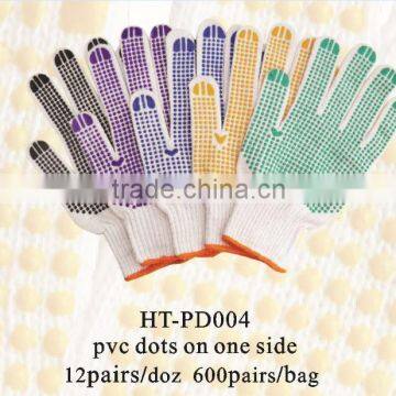 pvc dotted natural/bleached white cotton knitted safety gloves