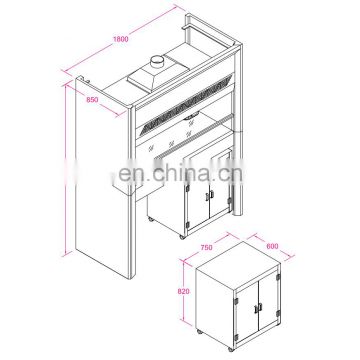 2018 modern design removable fume hood used mobile fume hood wheel fume hood