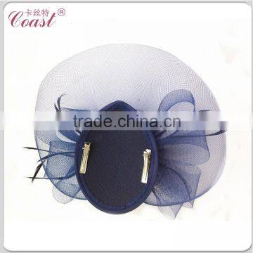 Decorative Navy Blue Feather Flower Silk Flower Large Flower Hair Clips photo-5