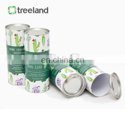 Customized Design Paper  Package Cardboard Tube with  Metal Base and Lid