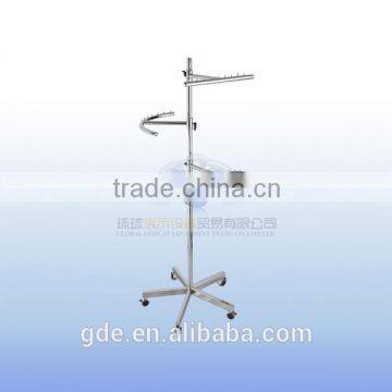 Metal chrome flexible display rack with brackets