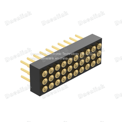 Dnenlink 1.27mm Pitch Triple Row H2.0mm Concave Contact Straight Female Header DIP Type PogoPin Header photo-4