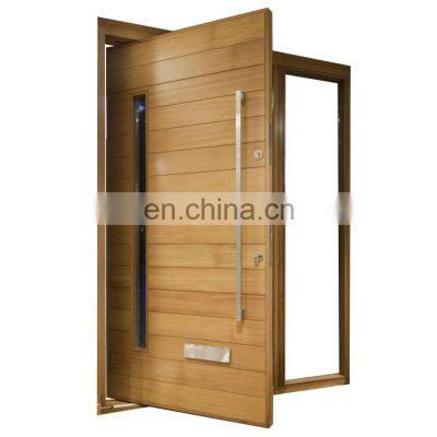 External solid wood front door with glass simple wooden pivot door for office and villa