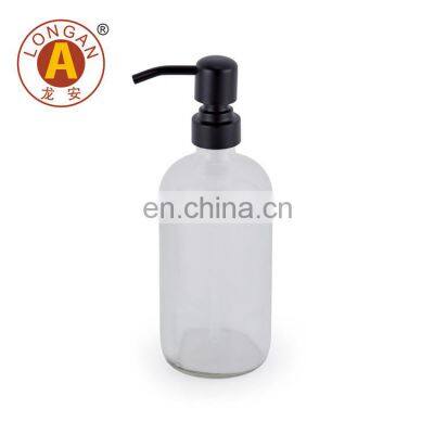 Wholesale China Factory Amber Lotion Glass Metal Pump Cosmetic 200ml Bubble Bath Bottle For Shampoo photo-4