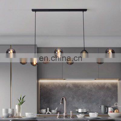 Modern Led Chandelier for Kitchen Dining Tables Desks Glass Ball Pendant Lights Home Decor Interior Lighting Black