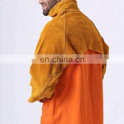 Mens Split Cowhide Leather Welding Cape Sleeves With Detachable Leather Welding Apron photo-4