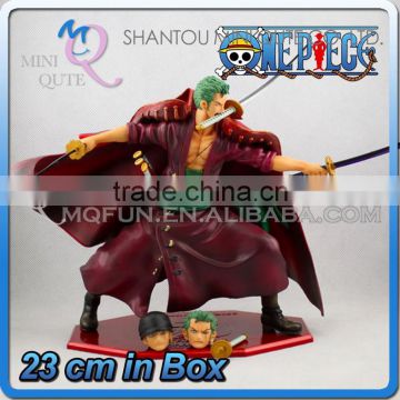 MINI QUTE 23 cm pirate Japanese anime one piece action figure Roronoa Zoro Solon change head brinquedos boys in box NO.MQ 071