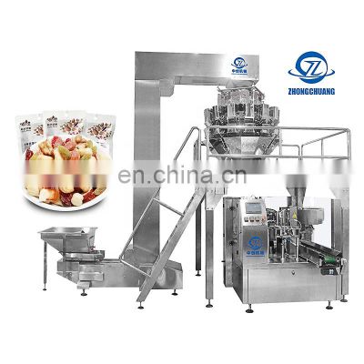 Multihead Weighing Forming Food Packaging Machinery Diet Cereal Stand Up Ziplock Pouch Premade Bag Packing Machine