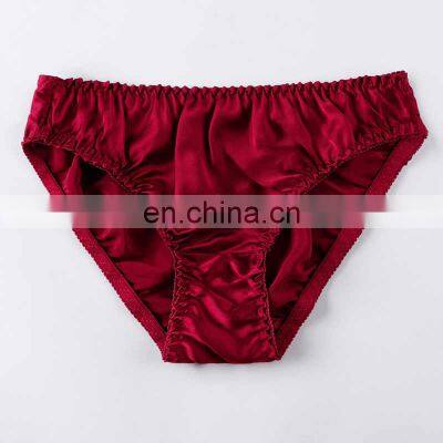 Wholesale New Women's Sexy Ladies Panty Maroon Underwear Women Quantity Simple Panties Customize Silk Satin Spandex