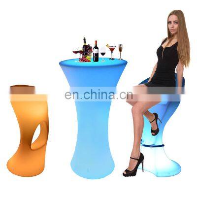 club furniture nightclub lounge / LED Outdoor Waterproof Glow Patio LED Tables and Chairs Furniture Hire Plastic Bar Stool