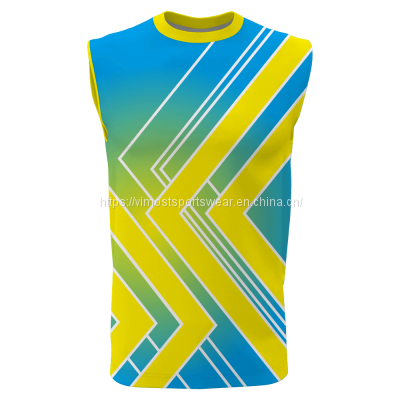 2022  custom sleeveless t-shirts with yellow and blue color