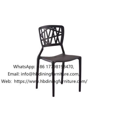 Black plastic dining chair with wooden legs