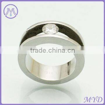 Professional factory Tension settling CZ stone stainless steel finger ring for men