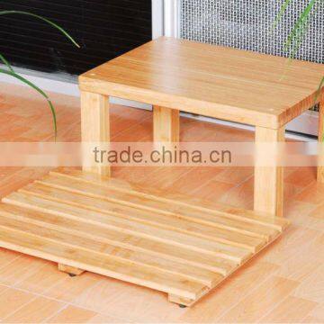 Bamboo Bathroom Mat and Stool