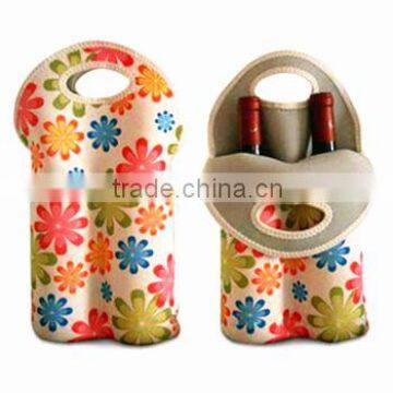 two pack wine bottle holder, soft neoprene material, colorful sublimation printing