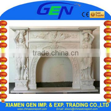 marble round indoor fireplace