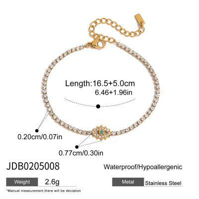 Золотопокрытая браслет-амулет из нержавеющей стали для женщин с звездой, луной и сглазом, браслет на цепочке с кубическим цирконием, регулируемый, водонепроницаемый ювелирный товар