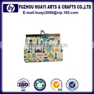Colorful Printed New Design pu Leather Small Coin Purse Clip 2016
