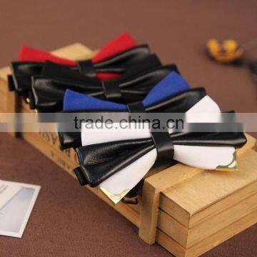 Mens Pre-Tied Wedding Party PU Bow Tie Leather Bowties