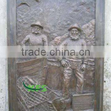 Bronze relief statue of European old soldiers