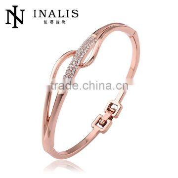 Elegant 18k Gold Plating Rhinestone Crystal Korean Styles Female Bangles