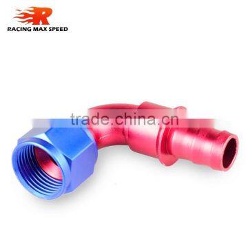 Aluminum Oil Cooler Hose Fitting 90 Degree Push on Hose End Push on Fitting Blue and Red 10-090-10 photo-3