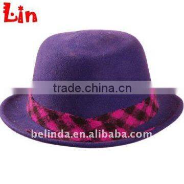 Fashion lady purple cowboy woollen hat