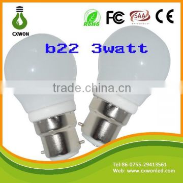 China New Product High Lumen Led Lamp B22 Led Bulb B22 3w