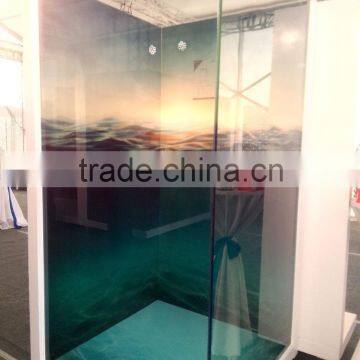 2016 New Prefab Shower Enclosures Ocean Sunrise 3D Digital Printing Glass Frameless and Accessories Available Villa Shower Room photo-4