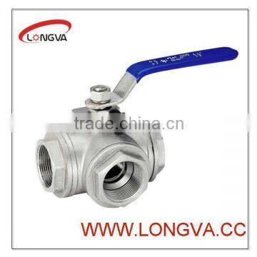 Stainless Steel screwed 3 Way Ball Valve